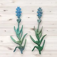 ヴィンテージの真鍮製ラベンダーモチーフパーツ（2個セット）