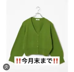 WEGO コンパクトVネックカーディガン　黄緑　ライトグリーン