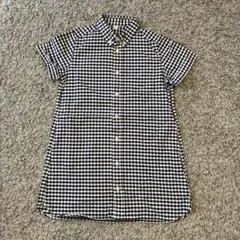 無印良品　ギンガムチェック 半袖シャツワンピース 130cm（ネイビー）のサムネイル