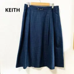 【KEITH】キース ビット付き チェック柄 スカート 膝丈 大きいサイズ 42のサムネイル