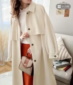 2WAYスタンドカラーボリュームスリーブニットモッサトレンチコート