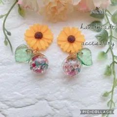 ひまわりとガラスドームチャーム