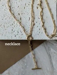 2wayオーバル（大）＆２連チェーン　マンテル　サージカルステンレス　ネックレス