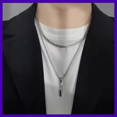 メンズ ネックレス シルバー チェーン 韓国 ユニセックス シンプル 男女兼用