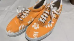 VANS スニーカー オレンジ ハイビスカス柄