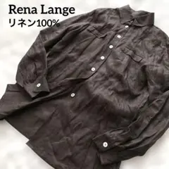 《未使用》Rena Lange リネン100%長袖シャツ Lブラウン麻のサムネイル
