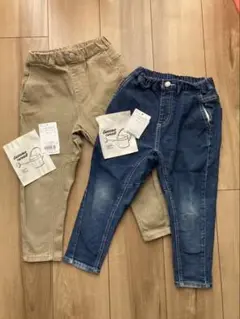 branshes 110サイズ ズボン2点セット　ガーデナーテーパードデニム