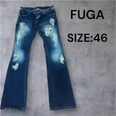 【FUGA】クラッシュダメージ フレアデニムパンツ 46 ベルボトム Y2Kのサムネイル