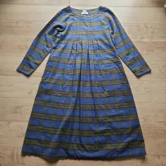 ☆Sunny Clouds☆ブルー×カーキチェック柄ロングワンピース☆美品☆