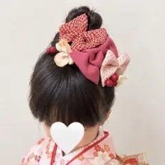 七五三髪飾り リボン 着物リメイク ヘッドドレス ハンドメイド - メルカリ