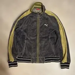 希少PUMA トラックジャケット 刺繍ロゴ グレー×イエロー