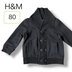 H&M ベビー 長袖 カーディガン ブラック 80 コットン リブ 無地 羽織り