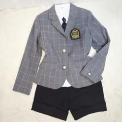 【美品】arisana フォーマルセット ネクタイ チェック 制服 卒服 165
