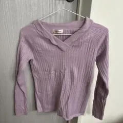 ラベンダー　スカラップ　薄ニット