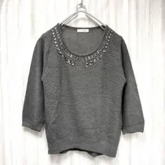 a.v.v standard 襟元ビジュー ✨キラキラ ニット セーター S