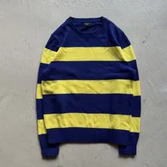 00s lands’end border knit ボーダー ニット 青 黄