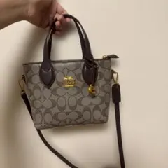 COACH ロゴ入りショルダーバッグ ベージュ/ブラウン
