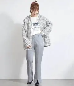 BC•STOCK ヌバックスエード調スリットパンツ