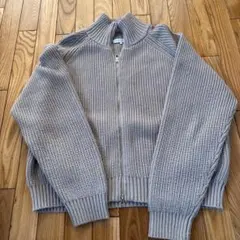 美品 A DAY IN THE LIFE カーキグレー ジップアップセーター L