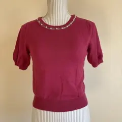 misty woman パールネック 半袖ニット M 華やか 上品 肌見せ 春夏のサムネイル