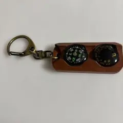 Velvia 木製 コンパス 温度計 キーホルダー