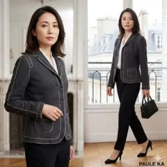 PAULE KA ポールカ【36】テーラードジャケット グレー 新品 ビジネスのサムネイル
