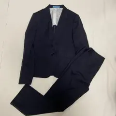 アオキ LES MUES パンツスーツ　洗える　ストライプネイビー　M