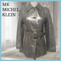 ​MICHEL KLEIN ラムレザー コート 38 レオパード裏地 ベルト付き