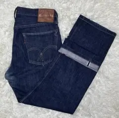 AA103 希少 EDWIN デニムパンツ 肩紐付き 濃紺 サスペンダー付 美品 