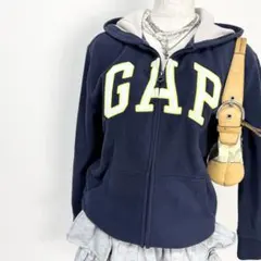 y2k❤️ GAP デカロゴ ネオンカラー フリース ジップパーカー