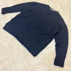 【AMERICAN HOLIC】レディース L Vネックニット　ネイビー