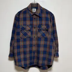 ビッグジョンINDIGO BLUE コットンツイルシャツ M チェック　アメカジ