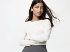 UNIQLO リブヘンリーネックT 【美品】