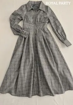 ROYAL PARTY コルセット風フロントZIPシャツワンピース （チェック）