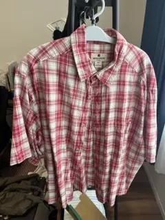 WOOLRICH メンズ 半袖チェックシャツ レッド Lのサムネイル