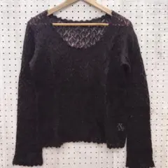 00’s バレエコア グランジ ダークコケット古着 シャギー 透かし編みトップスのサムネイル