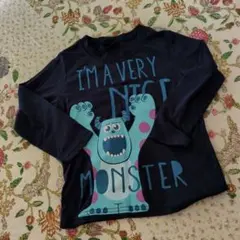 モンスター プリント 長袖Tシャツ ネイビー