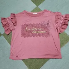 axes femme 半袖Tシャツ ピンク レース フリル