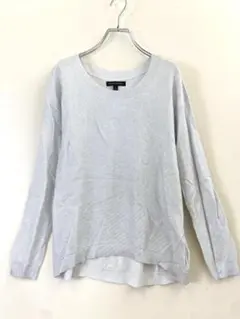 バナナリパブリック 薄手 ニット シルバー S ラウンドヘム セーター Tシャツ