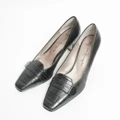 【未使用級】銀座かねまつ パンプス ハイヒール クロコ 型押 22cm