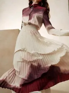 グラデーション長袖シャツドレス　イエベ　韓国　エレガント