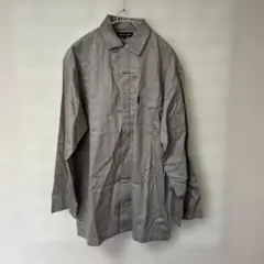 COMME CA DU MODE 長袖シャツ ロゴ刺繍 光沢 シルバー サイズL