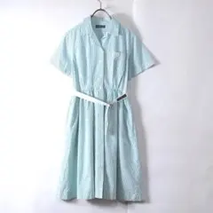ラルフローレン / シャツワンピース ベルト付き 緑 ストライプのサムネイル