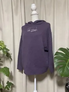 PEANUTSパープル フード付き ニットパーカー