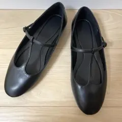 UNIQLO : C コンフィールタッチTストラップシューズ ブラック 23.5