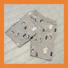 【120cm】キッズ 半ズボン ペンギン　ホッキョクグマ柄 グレー　男女兼用