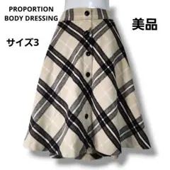 プロポーションボディドレッシング ウール混合 :Aライン チェック柄 スカート