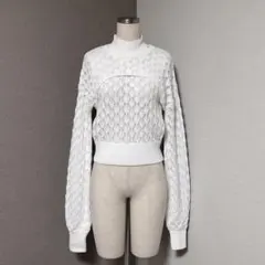 マーキュリーデュオ 透かし編み ニット セットアップ ホワイト