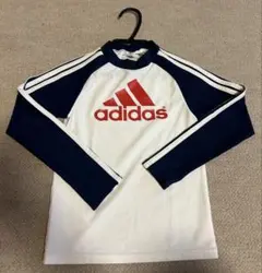 adidas 長袖ラッシュガード ホワイト/ネイビー 140cm