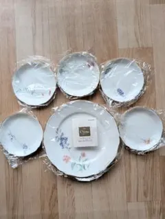 Noritake ノリタケ プレート 6枚セット 約19cm 花柄 ブルー 金彩